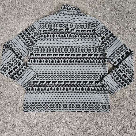 Chubbies Fleece Jacket Mens Large Gray 1/4 Zip Nordic Fair Isle Pullover - Picture 2 of 8